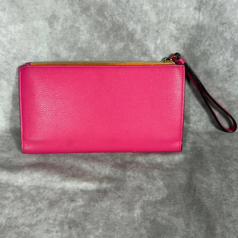 Victoria's Secret Wristlet‎ Wallet Colorblock Pink Orange Yellow Multi Card Case - Picture 2 of 8